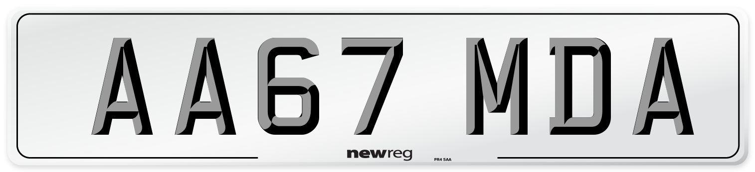AA67 MDA Number Plate from New Reg